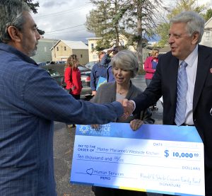 Ed Morgan receives $10,000 Community Choice Award from Ron & Sheila Cuccaro.
